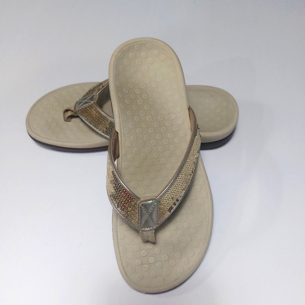 Vionic Elegant  Women's Beige Gold Sandals Size 5
